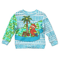 Honduras Christmas Kid Ugly Christmas Sweater with Santa Parrot Palm Tree and Tropical Gift Pattern Design - Wonder Print Shop