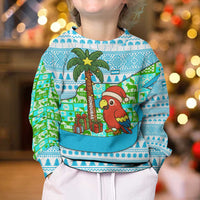 Honduras Christmas Kid Ugly Christmas Sweater with Santa Parrot Palm Tree and Tropical Gift Pattern Design - Wonder Print Shop