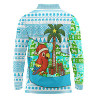 Honduras Christmas Long Sleeve Polo Shirt with Santa Parrot Palm Tree and Tropical Gift Pattern Design - Wonder Print Shop