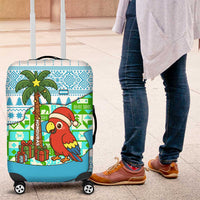 Honduras Christmas Luggage Cover with Santa Parrot Palm Tree and Tropical Gift Pattern Design - Wonder Print Shop