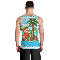 Honduras Christmas Men Tank Top with Santa Parrot Palm Tree and Tropical Gift Pattern Design - Wonder Print Shop