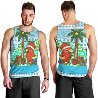 Honduras Christmas Men Tank Top with Santa Parrot Palm Tree and Tropical Gift Pattern Design - Wonder Print Shop