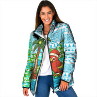 Honduras Christmas Padded Jacket with Santa Parrot Palm Tree and Tropical Gift Pattern Design - Wonder Print Shop
