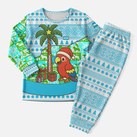 Honduras Christmas Pajama Set with Santa Parrot Palm Tree and Tropical Gift Pattern Design - Wonder Print Shop