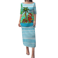 Honduras Christmas Puletasi with Santa Parrot Palm Tree and Tropical Gift Pattern Design - Wonder Print Shop