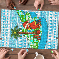 Honduras Christmas Puzzle with Santa Parrot Palm Tree and Tropical Gift Pattern Design - Wonder Print Shop