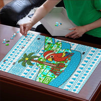 Honduras Christmas Puzzle with Santa Parrot Palm Tree and Tropical Gift Pattern Design - Wonder Print Shop