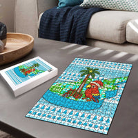 Honduras Christmas Puzzle with Santa Parrot Palm Tree and Tropical Gift Pattern Design - Wonder Print Shop