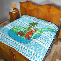 Honduras Christmas Quilt with Santa Parrot Palm Tree and Tropical Gift Pattern Design - Wonder Print Shop