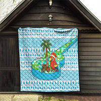 Honduras Christmas Quilt with Santa Parrot Palm Tree and Tropical Gift Pattern Design - Wonder Print Shop