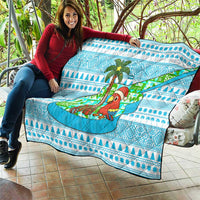 Honduras Christmas Quilt with Santa Parrot Palm Tree and Tropical Gift Pattern Design - Wonder Print Shop