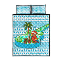 Honduras Christmas Quilt Bed Set with Santa Parrot Palm Tree and Tropical Gift Pattern Design - Wonder Print Shop