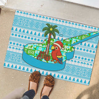 Honduras Christmas Rubber Doormat with Santa Parrot Palm Tree and Tropical Gift Pattern Design - Wonder Print Shop
