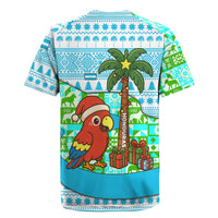 Honduras Christmas Rugby Jersey with Santa Parrot Palm Tree and Tropical Gift Pattern Design - Wonder Print Shop