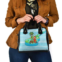 Honduras Christmas Shoulder Handbag with Santa Parrot Palm Tree and Tropical Gift Pattern Design - Wonder Print Shop