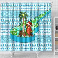 Honduras Christmas Shower Curtain with Santa Parrot Palm Tree and Tropical Gift Pattern Design - Wonder Print Shop