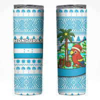 Honduras Christmas Skinny Tumbler with Santa Parrot Palm Tree and Tropical Gift Pattern Design - Wonder Print Shop