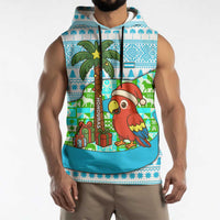 Honduras Christmas Sleeveless Hoodie with Santa Parrot Palm Tree and Tropical Gift Pattern Design - Wonder Print Shop