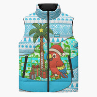 Honduras Christmas Sleeveless Puffer Jacket with Santa Parrot Palm Tree and Tropical Gift Pattern Design - Wonder Print Shop