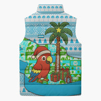 Honduras Christmas Sleeveless Puffer Jacket with Santa Parrot Palm Tree and Tropical Gift Pattern Design - Wonder Print Shop