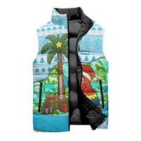Honduras Christmas Sleeveless Puffer Jacket with Santa Parrot Palm Tree and Tropical Gift Pattern Design - Wonder Print Shop