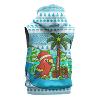 Honduras Christmas Sleeveless Zip Hoodie with Santa Parrot Palm Tree and Tropical Gift Pattern Design - Wonder Print Shop