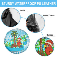 Honduras Christmas Spare Tire Cover with Santa Parrot Palm Tree and Tropical Gift Pattern Design - Wonder Print Shop