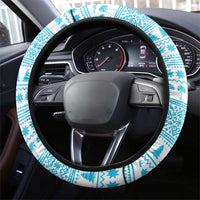 Honduras Christmas Steering Wheel Cover with Santa Parrot Palm Tree and Tropical Gift Pattern Design - Wonder Print Shop