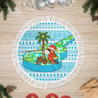 Honduras Christmas Tree Skirt with Santa Parrot Palm Tree and Tropical Gift Pattern Design - Wonder Print Shop