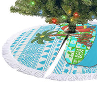 Honduras Christmas Tree Skirt with Santa Parrot Palm Tree and Tropical Gift Pattern Design - Wonder Print Shop