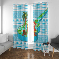 Honduras Christmas Window Curtain with Santa Parrot Palm Tree and Tropical Gift Pattern Design - Wonder Print Shop