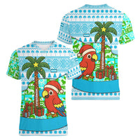 Honduras Christmas Women V-Neck T-Shirt with Santa Parrot Palm Tree and Tropical Gift Pattern Design - Wonder Print Shop