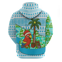 Honduras Christmas Zip Hoodie with Santa Parrot Palm Tree and Tropical Gift Pattern Design - Wonder Print Shop