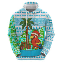 Honduras Christmas Zip Hoodie with Santa Parrot Palm Tree and Tropical Gift Pattern Design - Wonder Print Shop