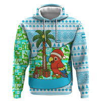 Honduras Christmas Zip Hoodie with Santa Parrot Palm Tree and Tropical Gift Pattern Design - Wonder Print Shop