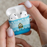 Honduras Christmas AirPods Case with National Emblem Palm Trees and Snowflake Pattern Design - Wonder Print Shop