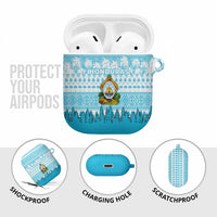 Honduras Christmas AirPods Case with National Emblem Palm Trees and Snowflake Pattern Design - Wonder Print Shop