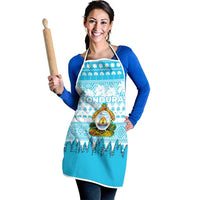 Honduras Christmas Apron with National Emblem Palm Trees and Snowflake Pattern Design - Wonder Print Shop