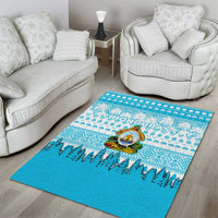 Honduras Christmas Area Rug with National Emblem Palm Trees and Snowflake Pattern Design - Wonder Print Shop