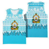 Honduras Christmas Basketball Jersey with National Emblem Palm Trees and Snowflake Pattern Design - Wonder Print Shop