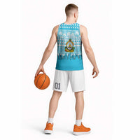 Honduras Christmas Basketball Jersey with National Emblem Palm Trees and Snowflake Pattern Design - Wonder Print Shop