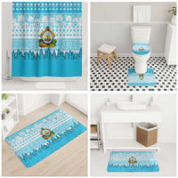 Honduras Christmas Bathroom Set with National Emblem Palm Trees and Snowflake Pattern Design - Wonder Print Shop