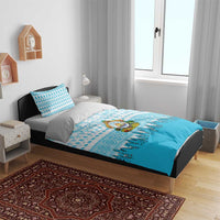 Honduras Christmas Bedding Set with National Emblem Palm Trees and Snowflake Pattern Design - Wonder Print Shop