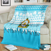 Honduras Christmas Blanket with National Emblem Palm Trees and Snowflake Pattern Design - Wonder Print Shop