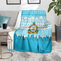 Honduras Christmas Blanket with National Emblem Palm Trees and Snowflake Pattern Design - Wonder Print Shop