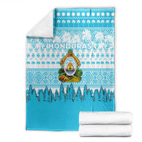 Honduras Christmas Blanket with National Emblem Palm Trees and Snowflake Pattern Design - Wonder Print Shop