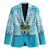 Honduras Christmas Blazer with National Emblem Palm Trees and Snowflake Pattern Design - Wonder Print Shop