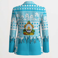 Honduras Christmas Blazer with National Emblem Palm Trees and Snowflake Pattern Design - Wonder Print Shop
