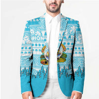 Honduras Christmas Blazer with National Emblem Palm Trees and Snowflake Pattern Design - Wonder Print Shop