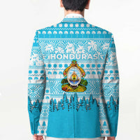 Honduras Christmas Blazer with National Emblem Palm Trees and Snowflake Pattern Design - Wonder Print Shop